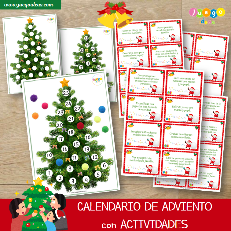 Calendario De Adviento Con Actividades (Imprimible) - JuegoIdeas